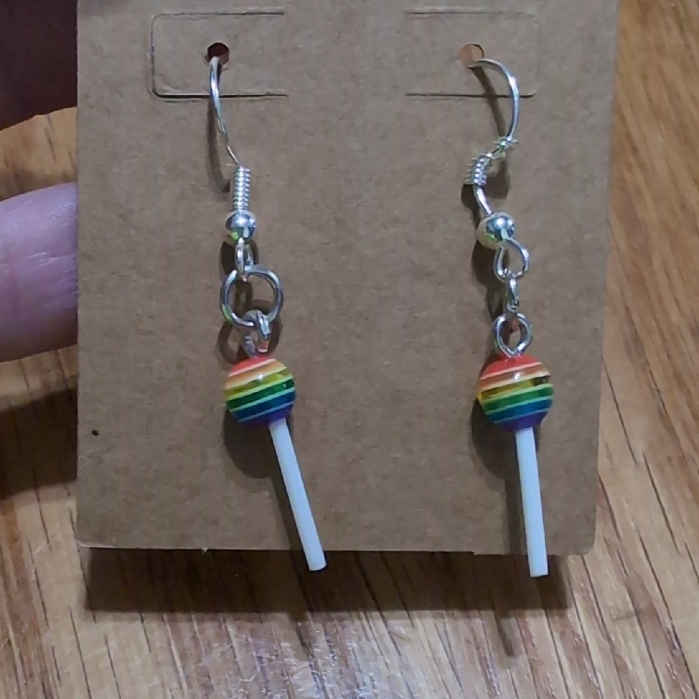 Rainbow Lollipop Dangle Earrings